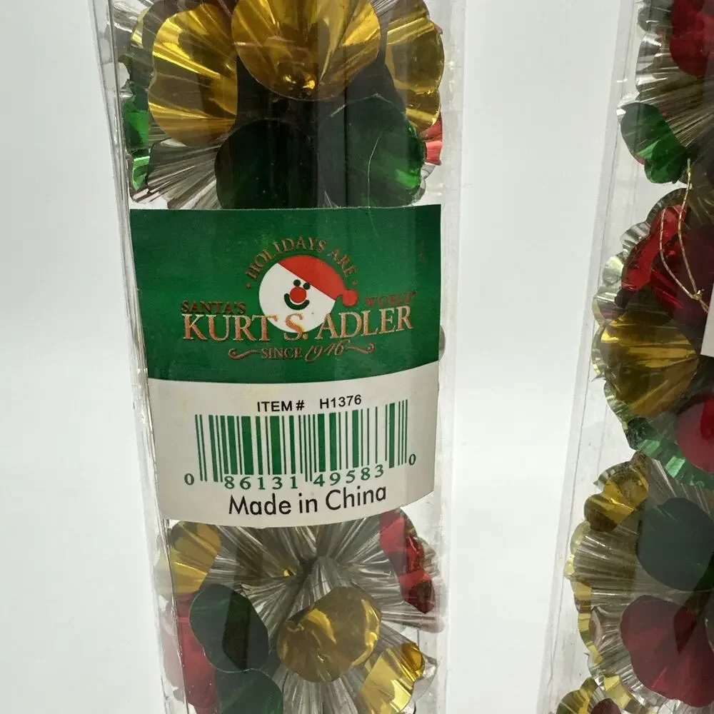 Vintage Kurt Sadler Red Green Gold Foil Retro Ball Ornaments Total 16